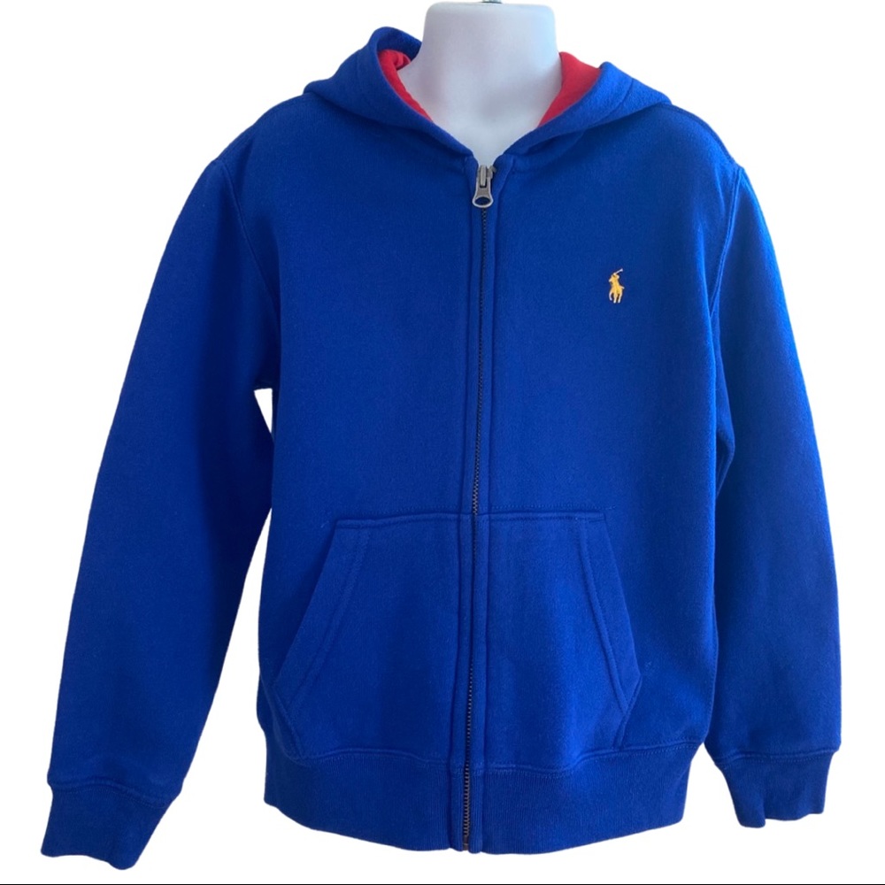Polo Ralph Lauren Boys Double-Knit Full-Zip Hoodie - Royal Blue - Size 6
